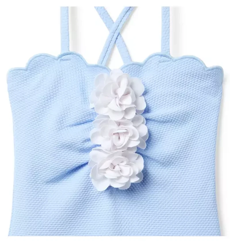 Recycled Rosette Scalloped Swimsuit