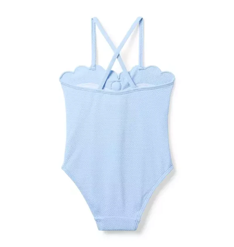 Recycled Rosette Scalloped Swimsuit