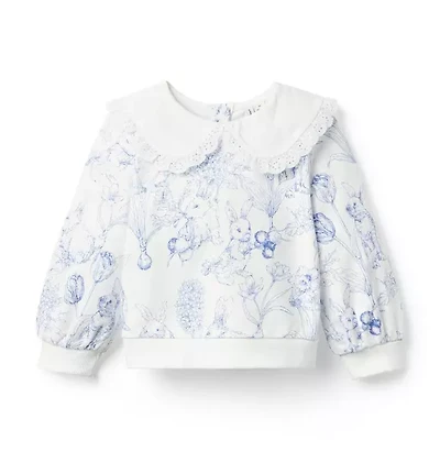 Bunny Toile Collared Sweatshirt