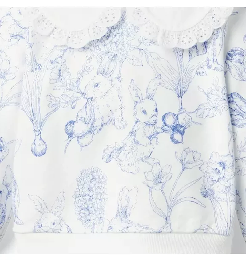 Bunny Toile Collared Sweatshirt
