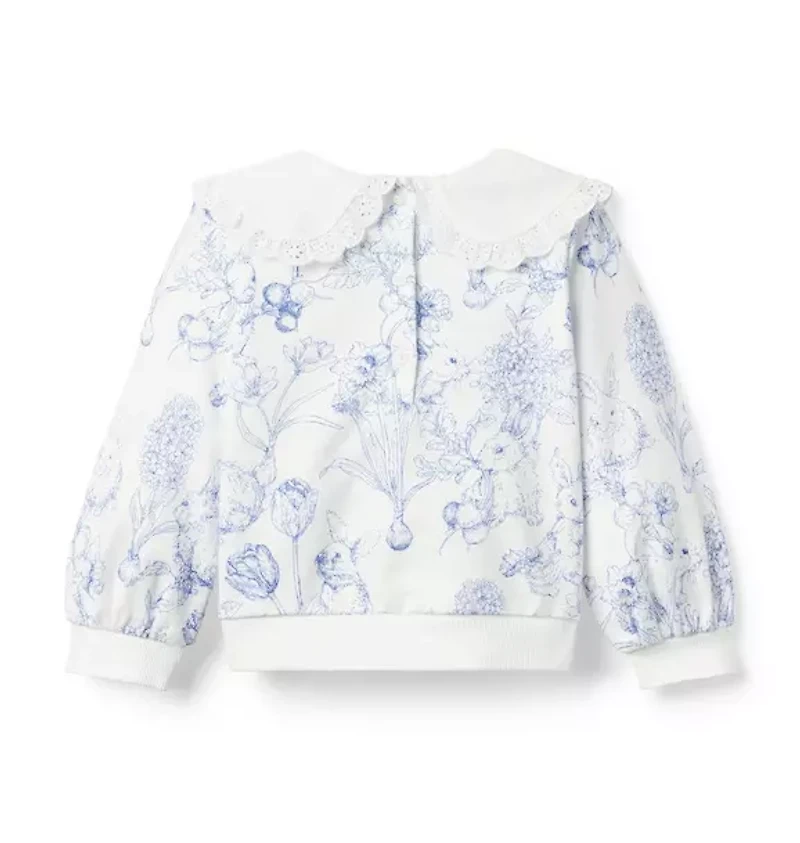 Bunny Toile Collared Sweatshirt