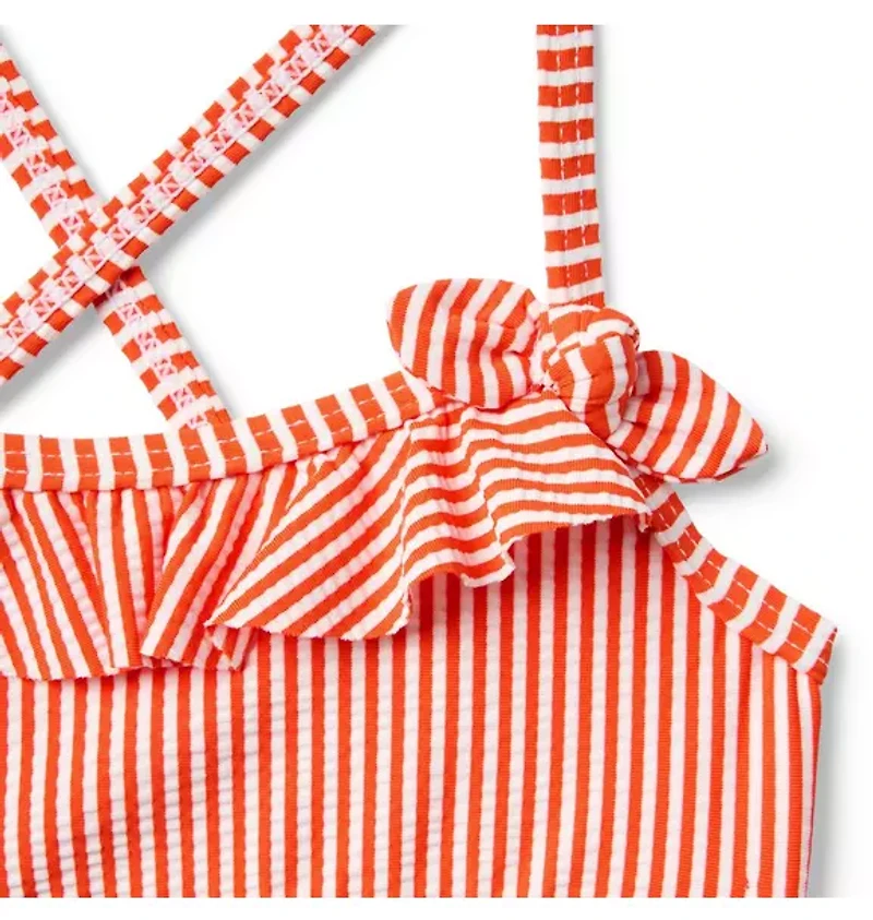 Recycled Striped Ruffle 2-Piece Swimsuit