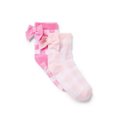 Gingham Bow Sock 2-Pack