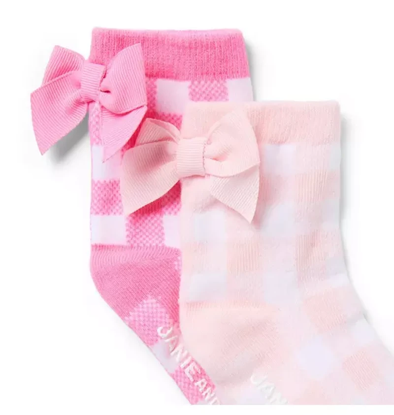Gingham Bow Sock 2-Pack