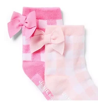 Gingham Bow Sock 2-Pack