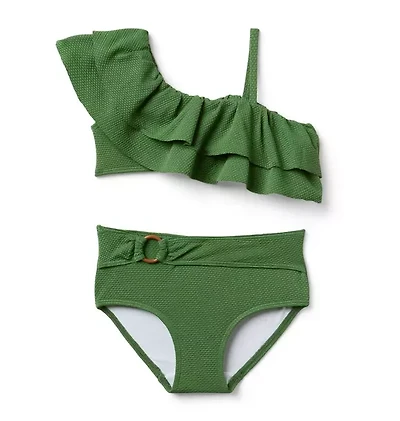 Recycled Ruffle Shoulder 2-Piece Swimsuit