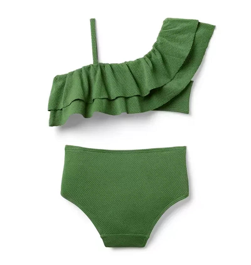 Recycled Ruffle Shoulder 2-Piece Swimsuit