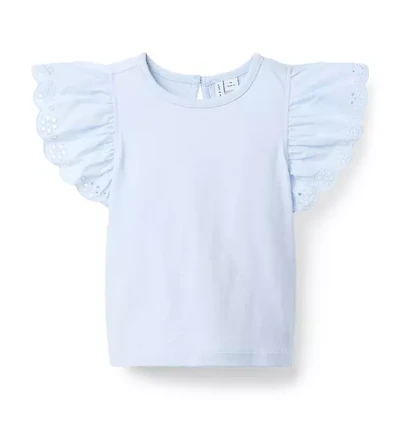 Eyelet Flutter Sleeve Tee