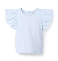 Eyelet Flutter Sleeve Tee