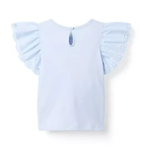 Eyelet Flutter Sleeve Tee