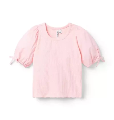 Ribbed Puff Sleeve Top