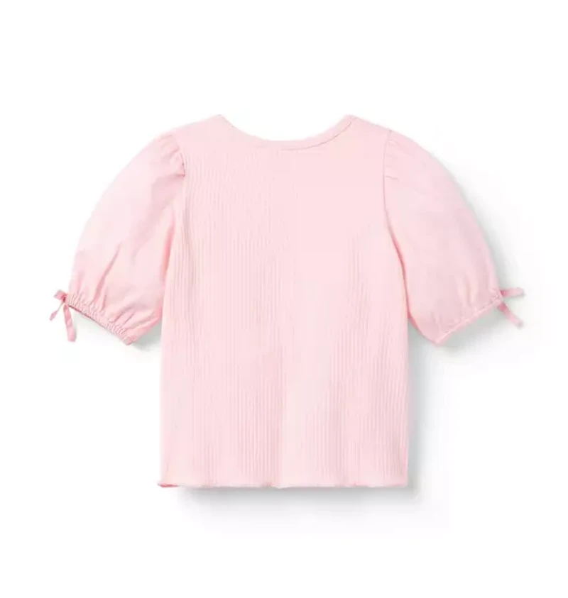 Ribbed Puff Sleeve Top