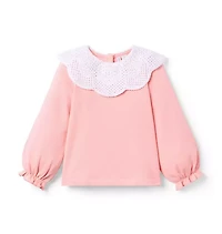 Crochet Collared Sweatshirt