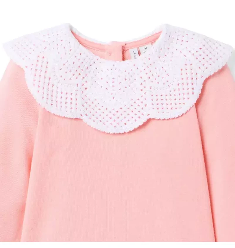 Crochet Collared Sweatshirt