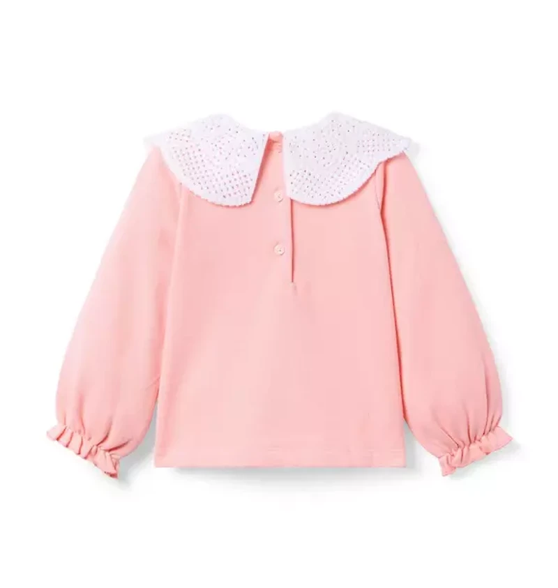 Crochet Collared Sweatshirt