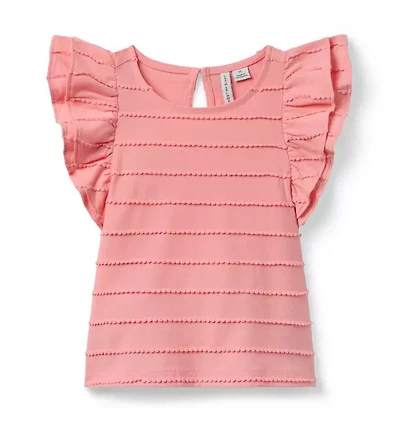 Scalloped Flutter Sleeve Top