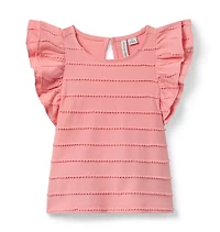 Scalloped Flutter Sleeve Top