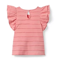 Scalloped Flutter Sleeve Top