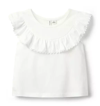 Lace Trim Ruffle Top