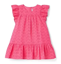 Eyelet Flutter Sleeve Dress