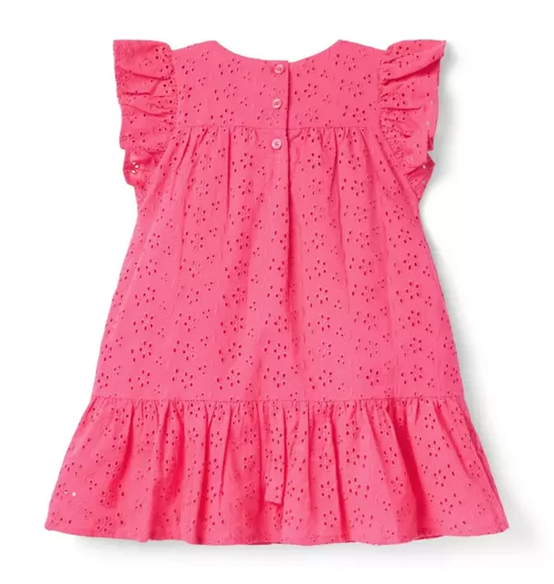 Eyelet Flutter Sleeve Dress