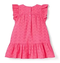 Eyelet Flutter Sleeve Dress