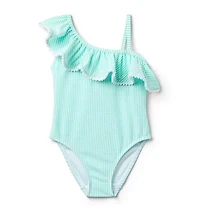 Recycled Striped Ruffle Swimsuit