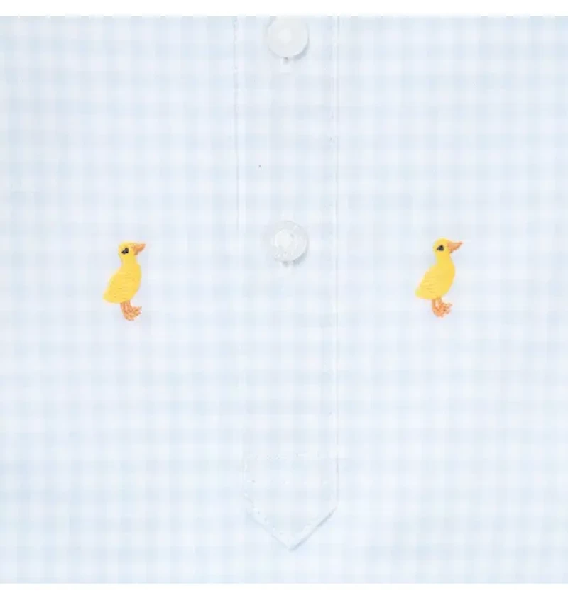 Baby Gingham Embroidered Duck Romper
