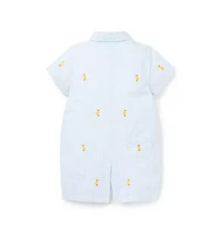 Baby Gingham Embroidered Duck Romper