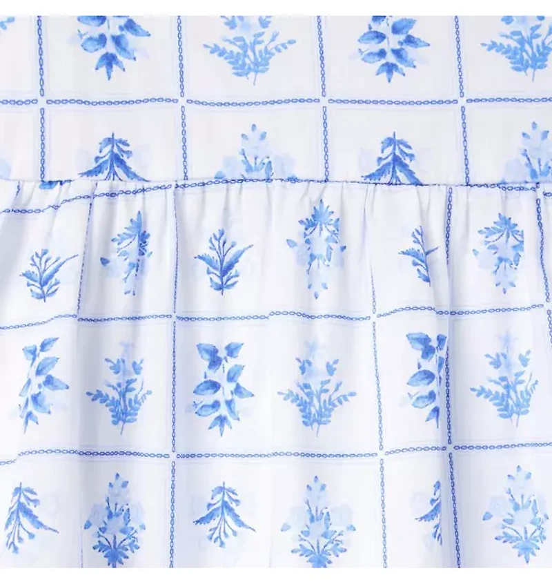 Floral Tile Puff Sleeve Dress