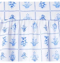 Floral Tile Puff Sleeve Dress