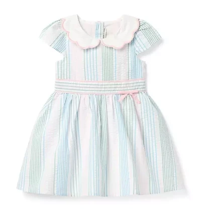 Striped Seersucker Collared Dress