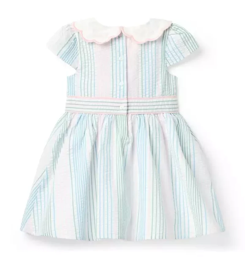 Striped Seersucker Collared Dress