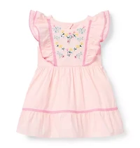 Embroidered Floral Ruffle Dress