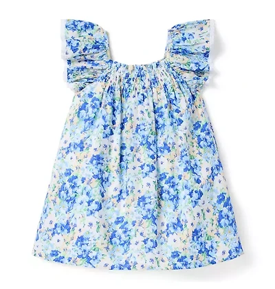 Floral Flutter Sleeve Smocked Dress