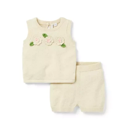 The Crochet Flower Matching Baby Set