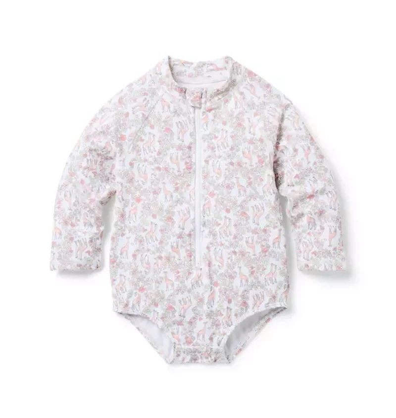 Baby Recycled Giraffe Ditsy Floral Rash Guard Swimsuit