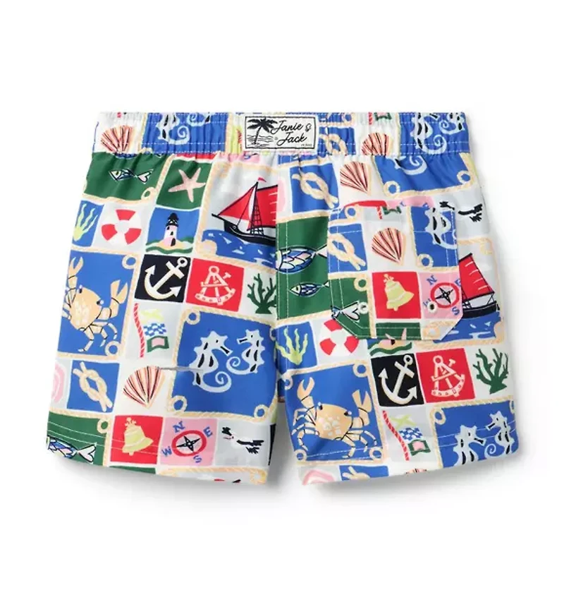 Recycled Nautical Swim Trunk