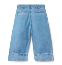 Chambray Wide Leg Pleated Pant