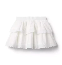 Eyelet Trim Tiered Skirt