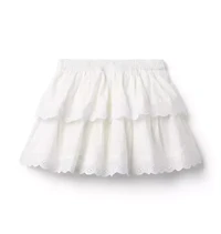 Eyelet Trim Tiered Skirt