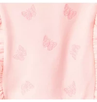 Embroidered Butterfly Ruffle Top