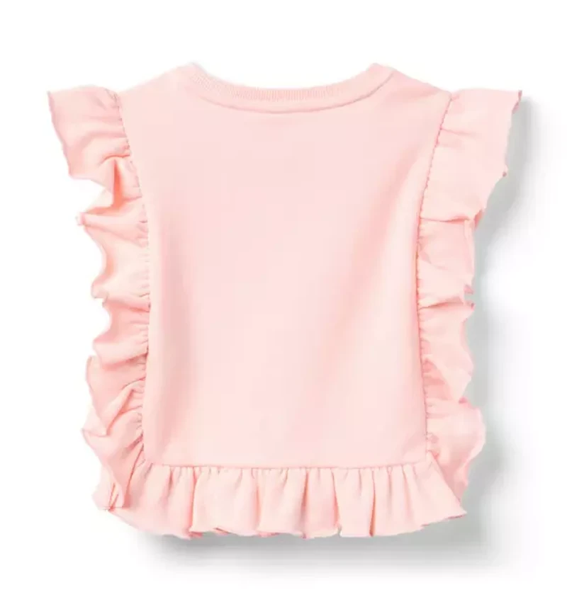 Embroidered Butterfly Ruffle Top