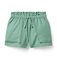 Lace Trim Canvas Short