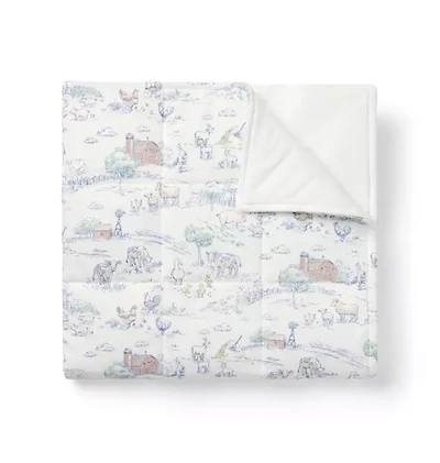 Baby Farm Animal Toile Quilted Blanket 