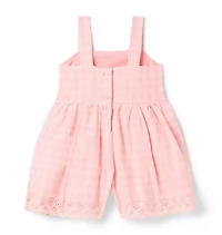 Gingham Eyelet Trim Romper