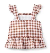 Smocked Gingham Peplum Top