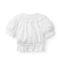 Eyelet Collar Pintuck Top