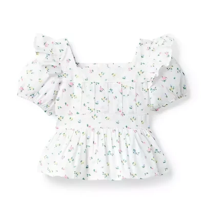 Floral Puff Sleeve Peplum Top