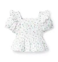 Floral Puff Sleeve Peplum Top